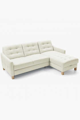 Eck-Ledersofa G105 mit Schlaffunktion und Stauraum rechts